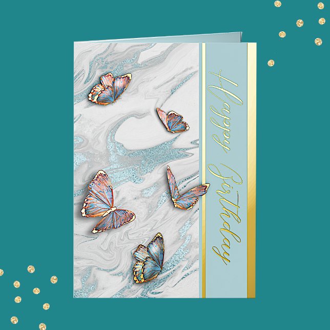 Elegant Butterfly Birthday Foil Greeting Card (Creator Uploaded)
