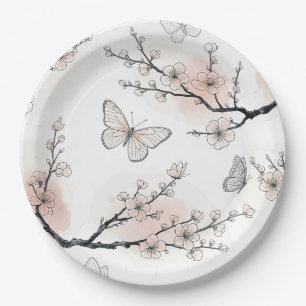 Elegant Butterfly Blossom (10) Paper Plate