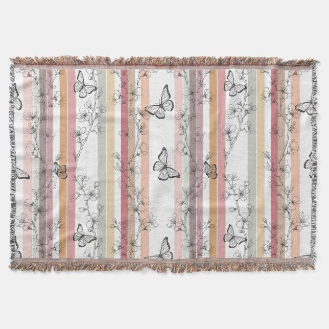 Elegant Butterfly Blossom (10) Throw Blanket (Front)