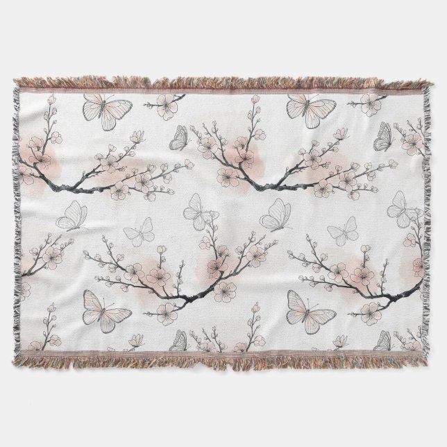 Elegant Butterfly Blossom (11) Throw Blanket (Front)