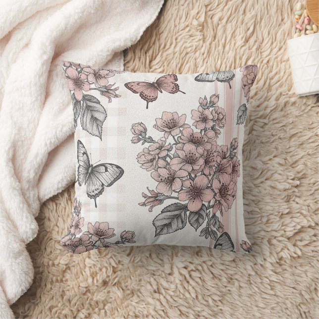 Elegant Butterfly Blossom (1) Cushion (Blanket)
