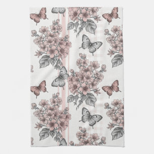 Elegant Butterfly Blossom (1) Tea Towel