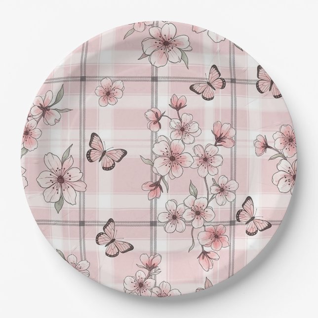 Elegant Butterfly Blossom (2) Paper Plate (Front)