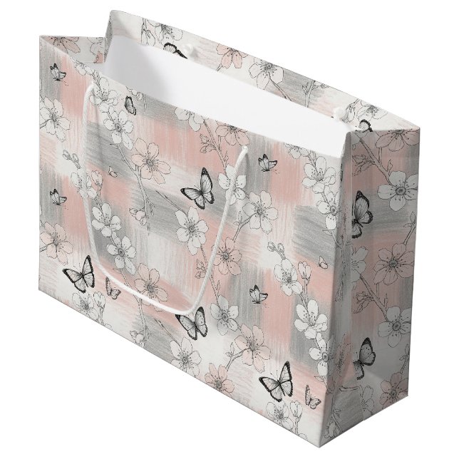 Elegant Butterfly Blossom (3) Large Gift Bag (Front Angled)