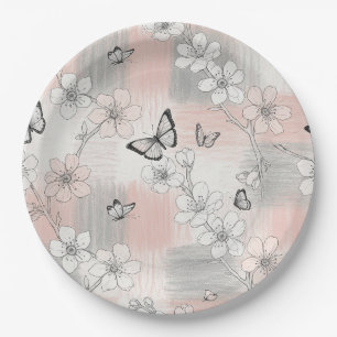 Elegant Butterfly Blossom (3) Paper Plate