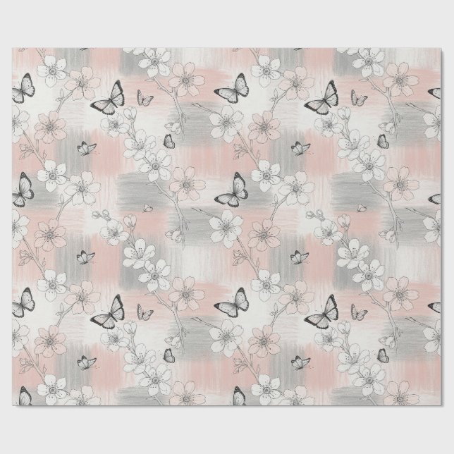 Elegant Butterfly Blossom (3) Wrapping Paper (Flat)