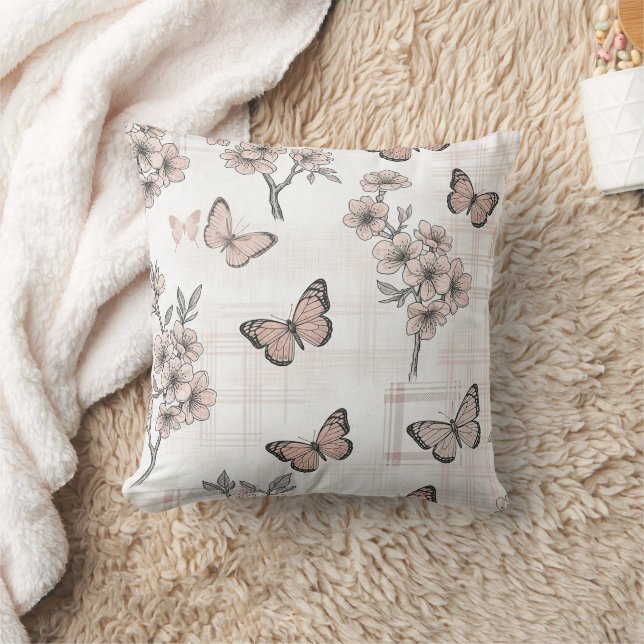 Elegant Butterfly Blossom (4) Cushion (Blanket)
