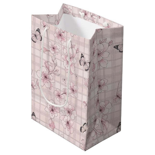 Elegant Butterfly Blossom (4) Medium Gift Bag (Front Angled)