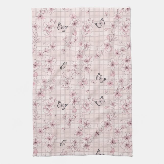 Elegant Butterfly Blossom (4) Tea Towel (Vertical)