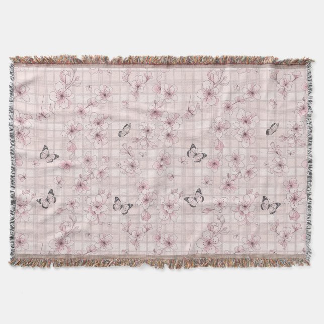 Elegant Butterfly Blossom (4) Throw Blanket (Front)