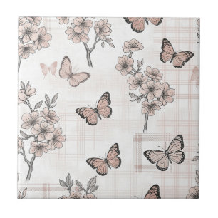 Elegant Butterfly Blossom (4) Tile