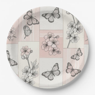Elegant Butterfly Blossom (5) Paper Plate