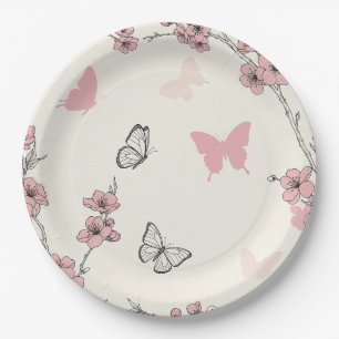 Elegant Butterfly Blossom (6) Paper Plate