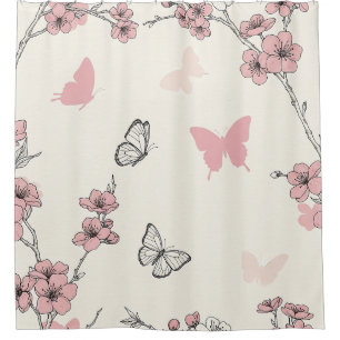 Elegant Butterfly Blossom (6) Shower Curtain