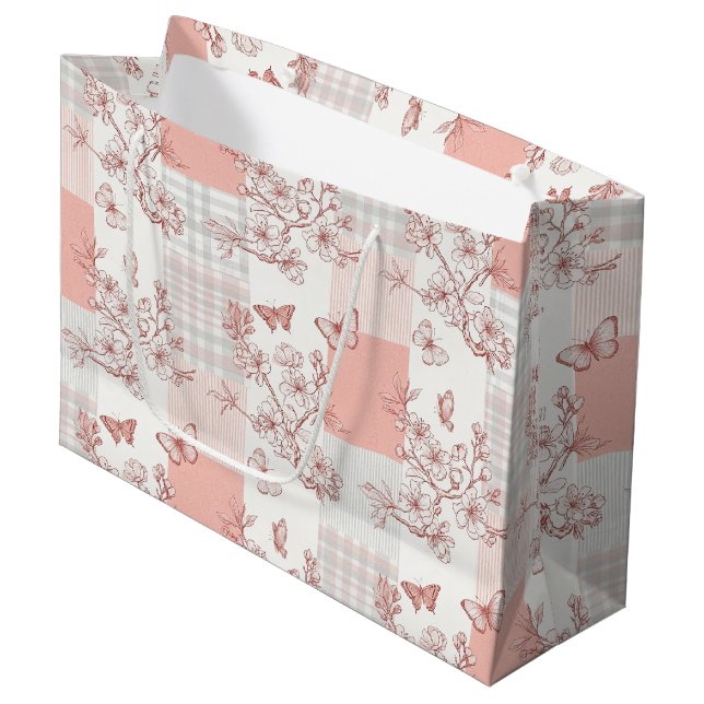 Elegant Butterfly Blossom (7) Large Gift Bag (Front Angled)