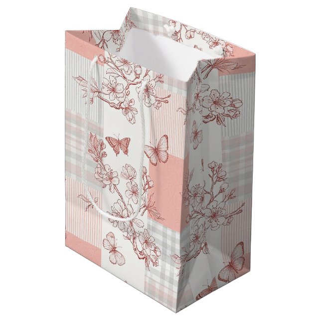 Elegant Butterfly Blossom (7) Medium Gift Bag (Front Angled)