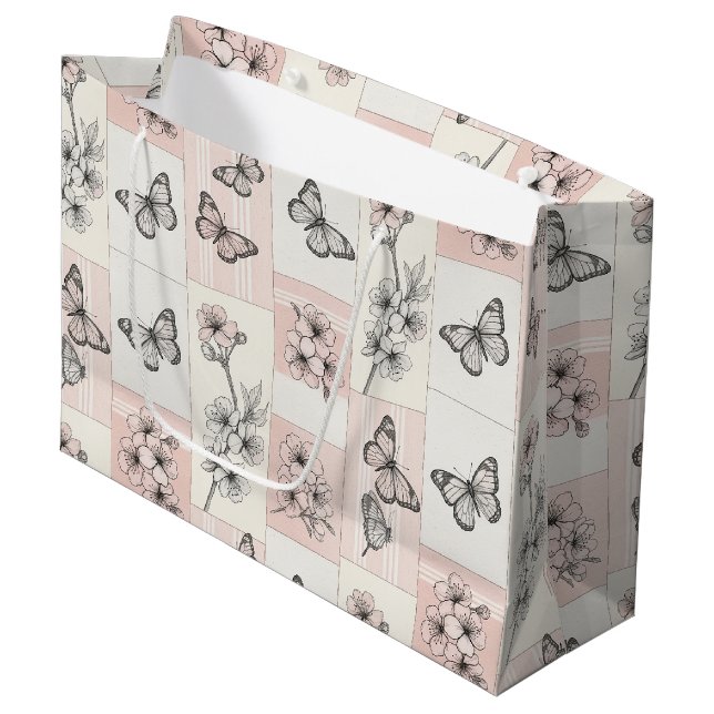 Elegant Butterfly Blossom (8) Large Gift Bag (Front Angled)
