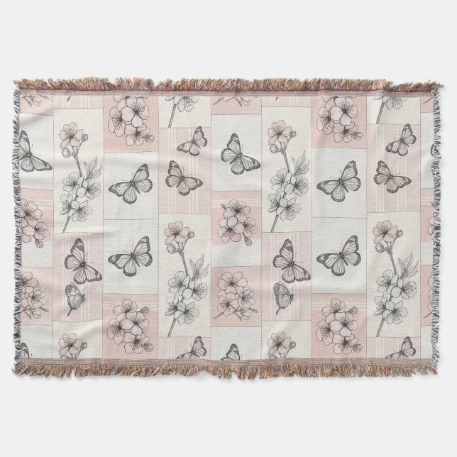 Elegant Butterfly Blossom (8) Throw Blanket (Front)