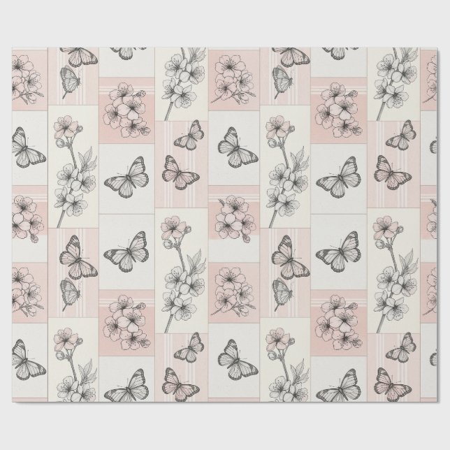 Elegant Butterfly Blossom (8) Wrapping Paper (Flat)