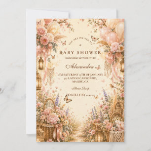 Elegant Butterfly Boho Baby Shower Invitation