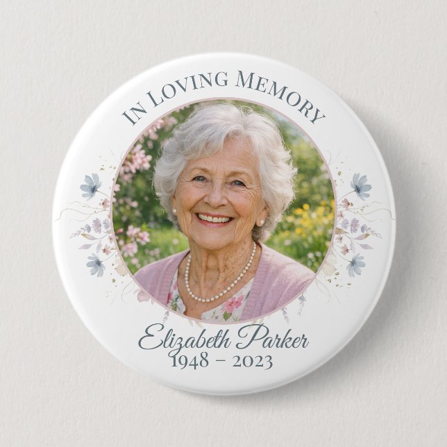 Elegant Butterfly Celebration of Life Program 7.5 Cm Round Badge (Front)