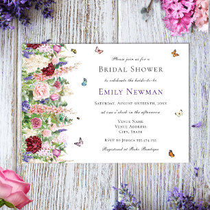 Elegant Butterfly Floral Bridal Shower Invitation