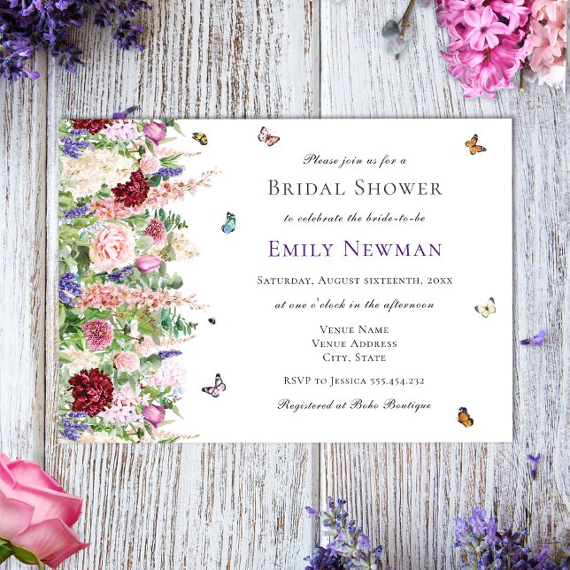 Elegant Butterfly Floral Bridal Shower Invitation (Creator Uploaded)