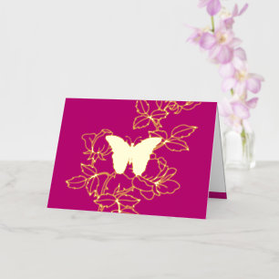 Elegant Butterfly Floral Folded Gold Foil Card