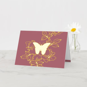 Elegant Butterfly Floral Gold Foil Card