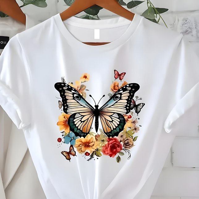 Elegant Butterfly Floral Nature Graphic  T-Shirt (Creator Uploaded)