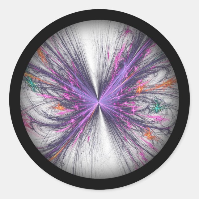Elegant Butterfly Fractal Classic Round Sticker (Front)
