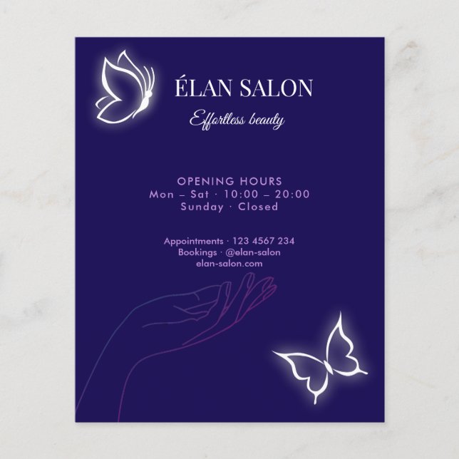 Elegant Butterfly Glow Chic Beauty Salon Flyer (Front)