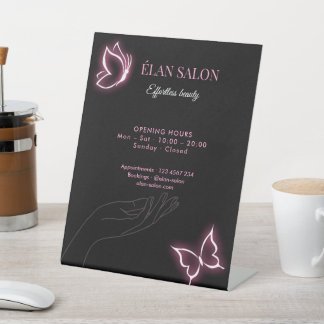 Elegant Butterfly Glow Chic Beauty Salon Pedestal Sign