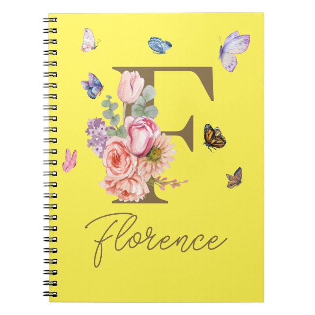 Elegant Butterfly Initial Notebook (Front)