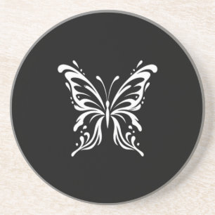 Elegant Butterfly Line Art Floral Aesthetic Design Coaster