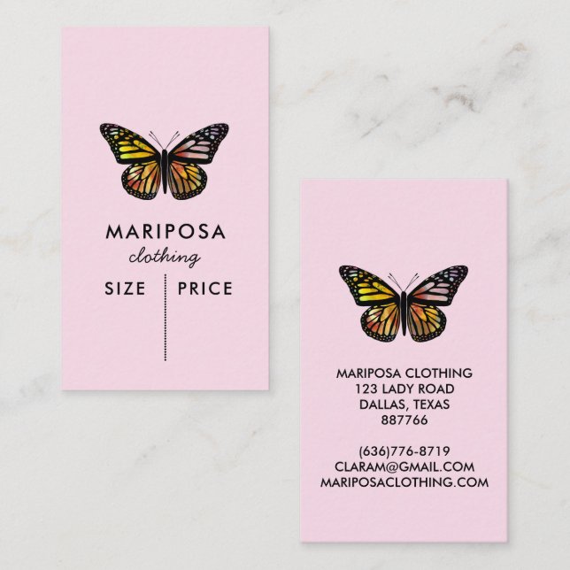 Elegant Butterfly Monarch CUSTOM PRICE TAG (Front/Back)