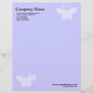 Elegant Butterfly Motif - Light Blue Customized Letterhead