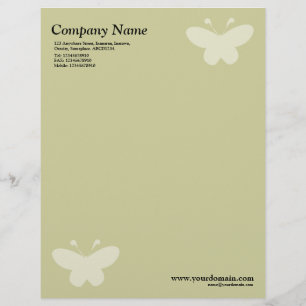 Elegant Butterfly Motif - Light Khaki Letterhead Design
