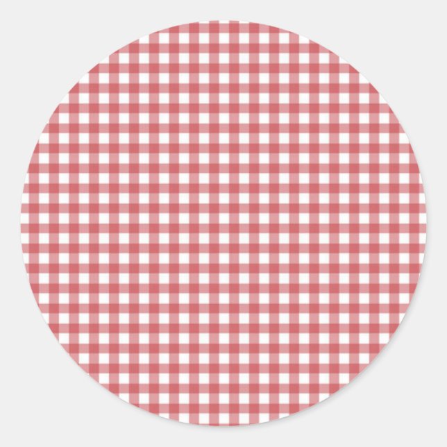Elegant Butterfly On Red Gingham Classic Round Sticker (Front)