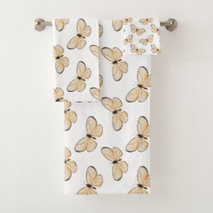 Elegant Butterfly Pattern Bath Towel Set