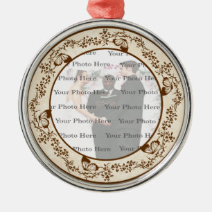 Elegant Butterfly Round Silver Ornament