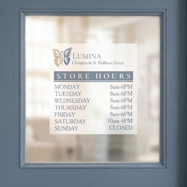 Elegant Butterfly Spine Chiropractic Store Hours (Elegant Butterfly Spine Chiropractic Store Hours Window Cling)