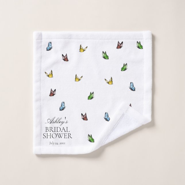 Elegant Butterfly Summer Bridal Shower Gift List  Wash Cloth (Wash Cloth)