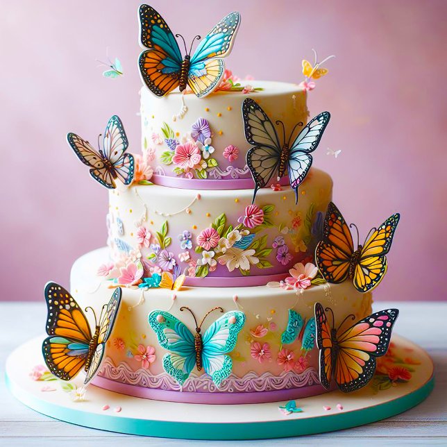 ELEGANT BUTTERFLY THEMED BIRTHDAY CAKE CARD (Creator Uploaded)