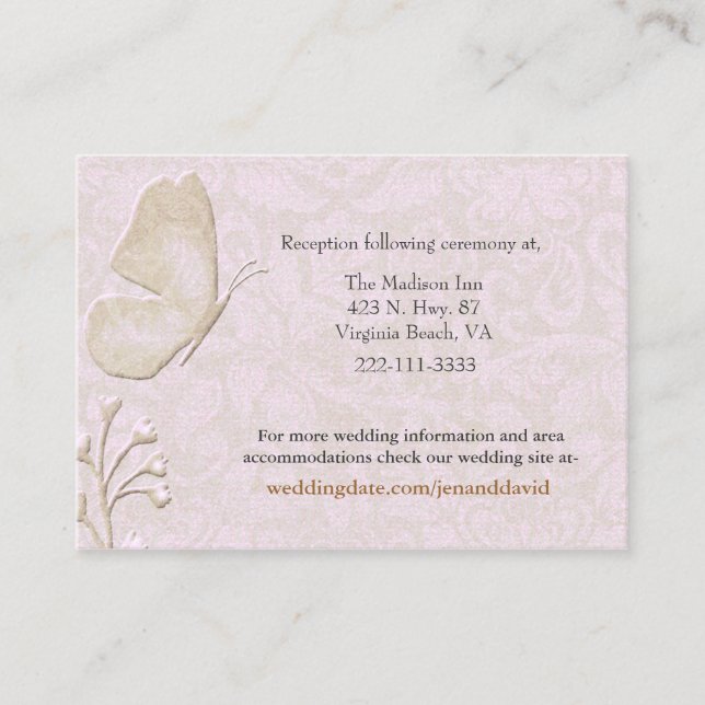 Elegant Butterfly Wedding enclosure cards (Front)