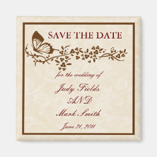 Elegant Butterfly Wedding Save The Date Magnet