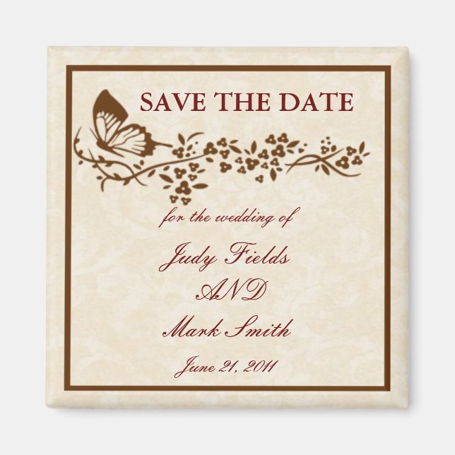 Elegant Butterfly Wedding Save The Date Magnet (Front)