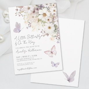 Elegant Butterfly Wildflower Baby Shower Invitation