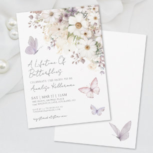 Elegant Butterfly Wildflower Bridal Shower Invitation