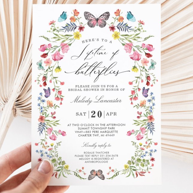 Elegant Butterfly Wildflower Floral Bridal Shower Invitation (Embark on a journey of love and celebration with our enchanting Zazzle Bridal Shower Collection!)